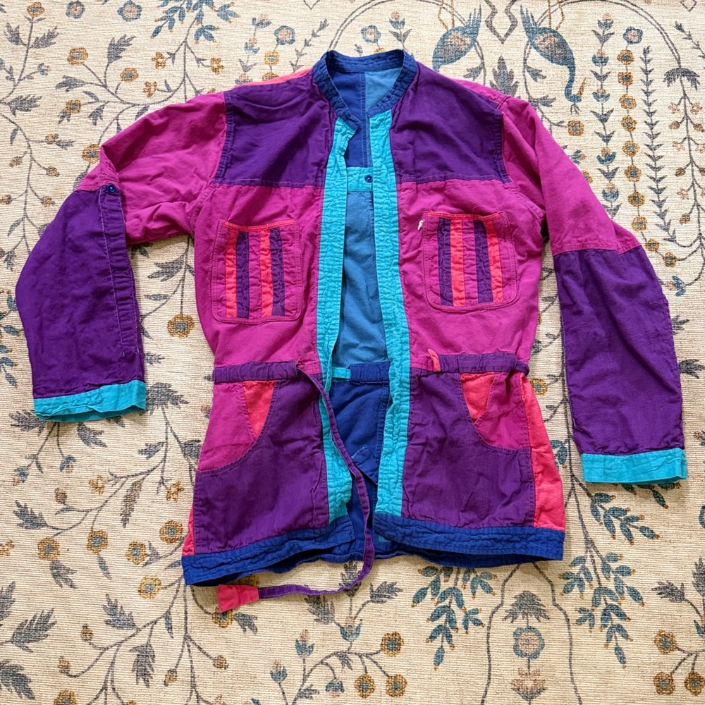 1980s Vintage Reversible Patchwork Jacket Nepal Style Festival Yak Magik Era